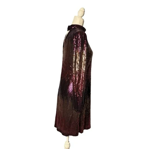 MAISON TARA SEQUIN SHIFT DRESS OMBRÉ METALLIC SZ 12 EUC! - Picture 5 of 6